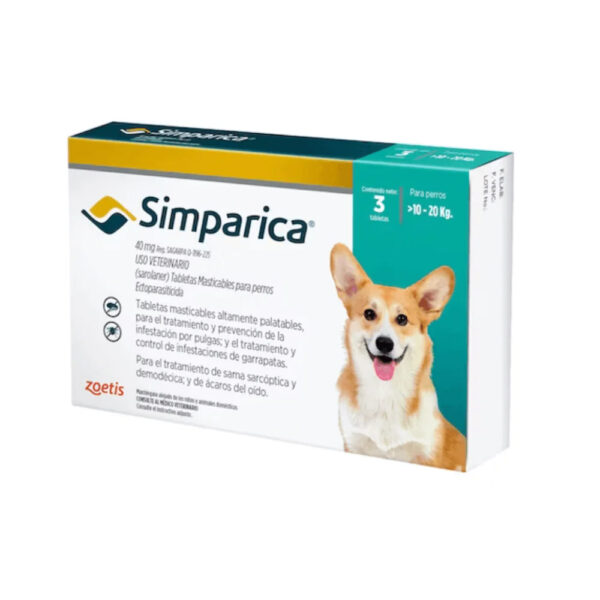 Simparica Perro 10 a 20Kg 3 Comprimidos - Imagen 1
